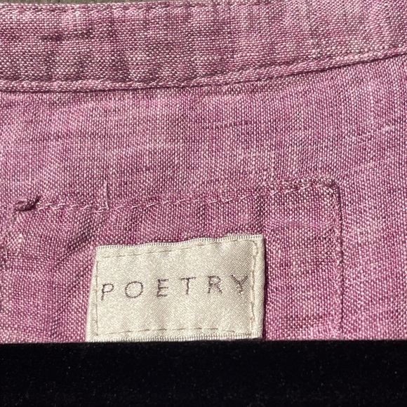 Poetry Lilac Pink Button-Down 100% Linen Shirt Size 16 - Picture 5 of 11